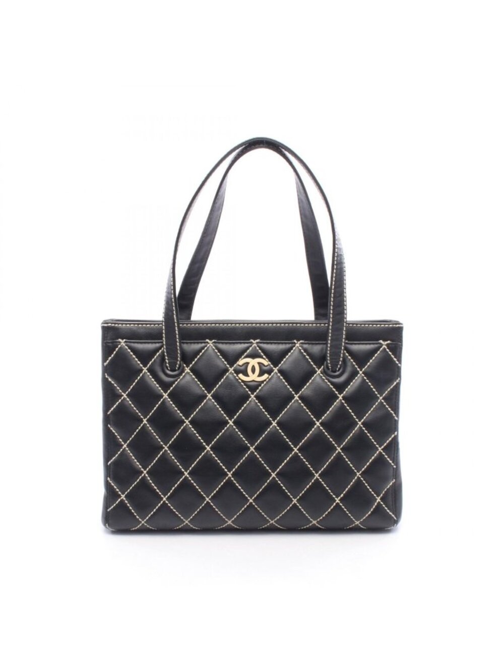 Chanel Tote Bag Wild Stitch Black Leather